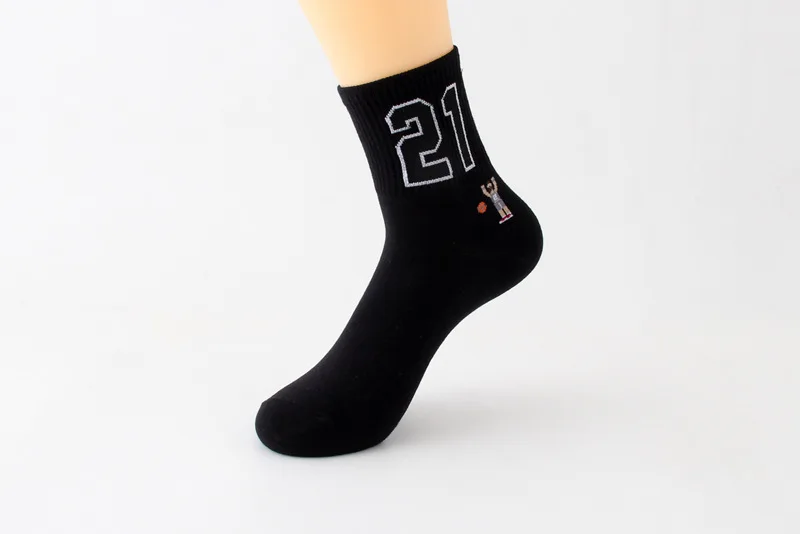 3 пары,, мужские дезодоранты, хлопок, жаккард, Happy Basketball, энтузиасты, цифровой мяч, номер, средняя труба, спортивные носки для мужчин