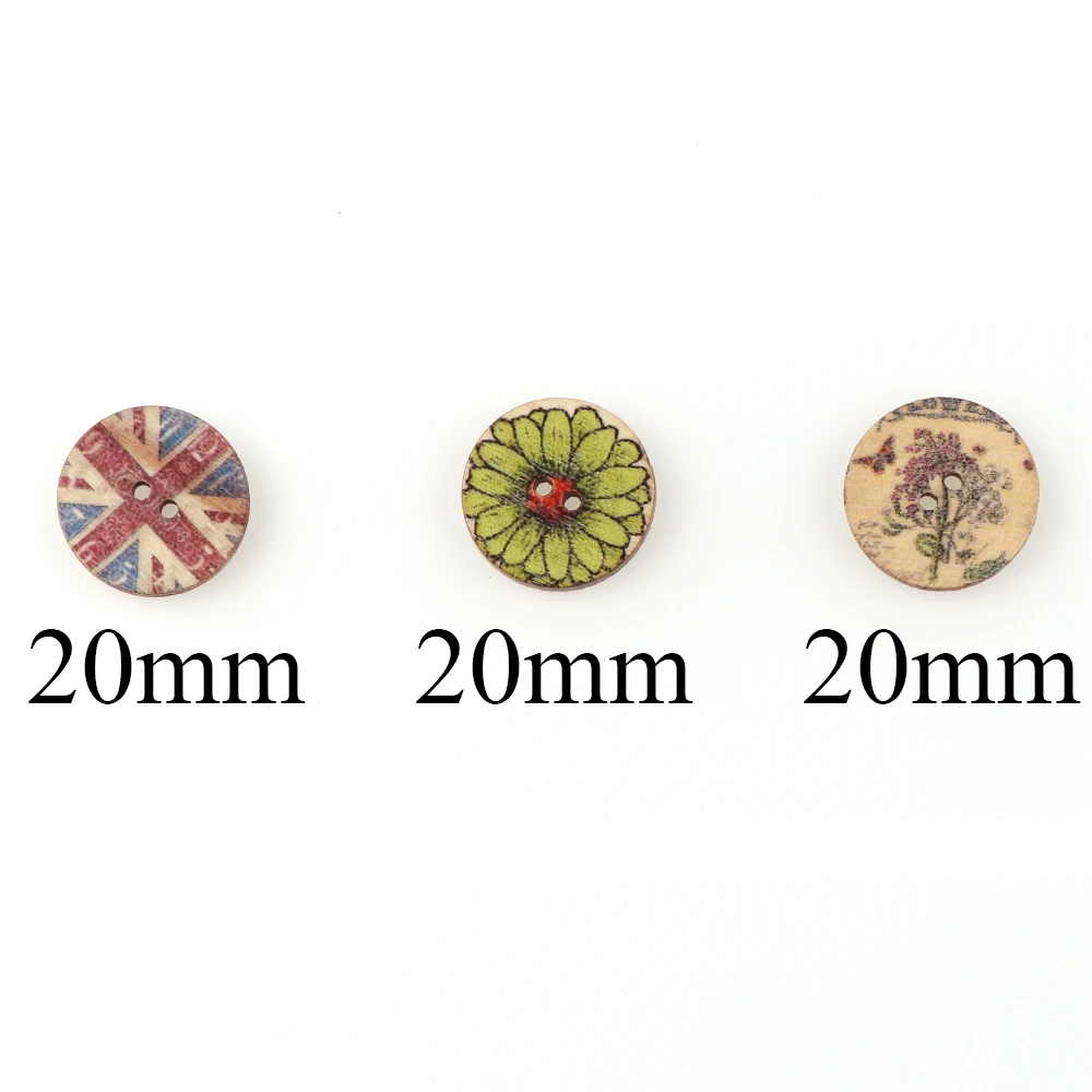 Декоративные круглые пуговицы с двумя отверстиями 50 шт./компл. 20 мм|Пуговицы| |