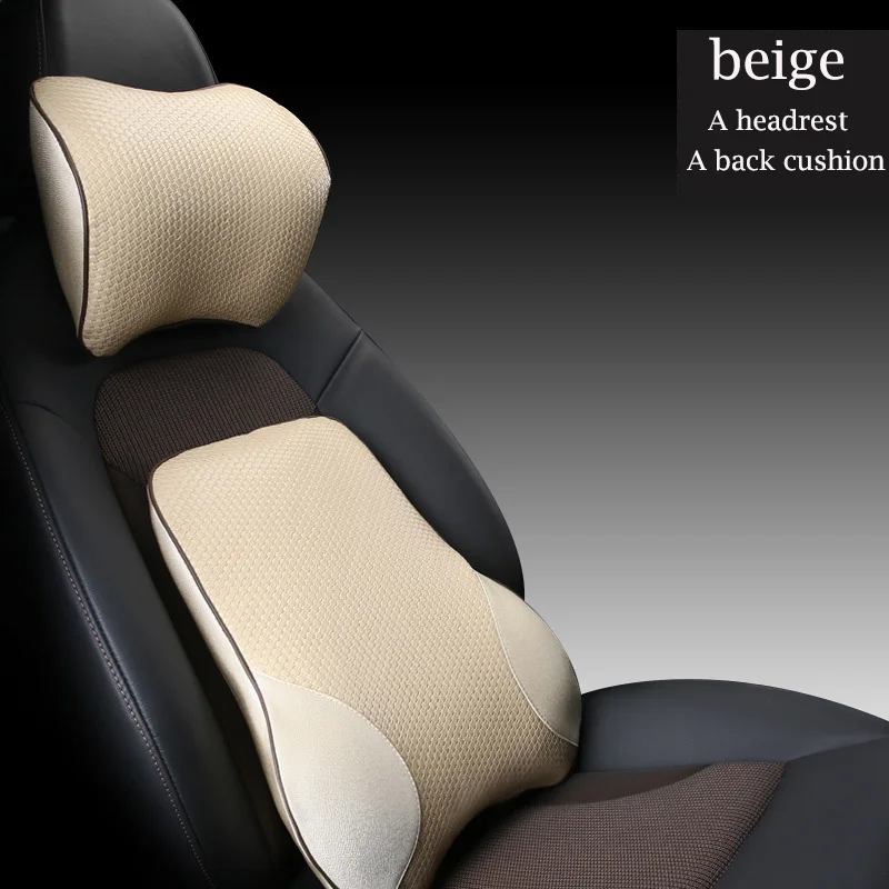 beige A set Новейший тренд, подголовник автомобиля, подушка для шеи, подголовник, подушка для водителя с эффектом памяти, полиэфирное синтетическое волокно, мягкие автомобильные подушки - Цвет: beige A set