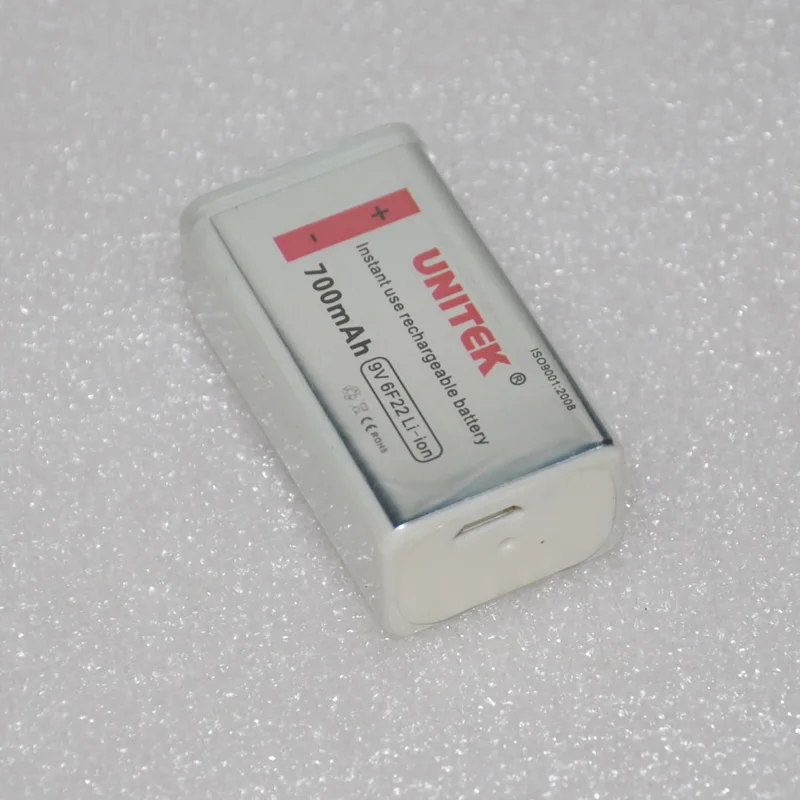2 шт. UNITEK 700 мАч 6F22 USB 9 в перезаряжаемая литий-ионная батарея для беспроводного