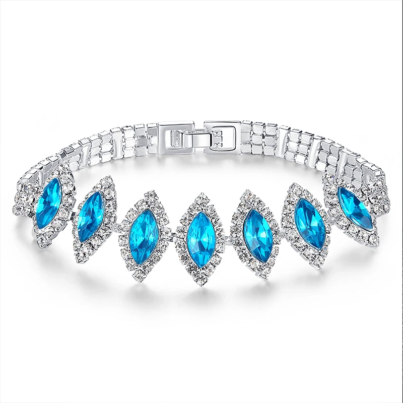 Голубой циркон камни Серебряный цвет прекрасные браслеты для женщин Бесплатный