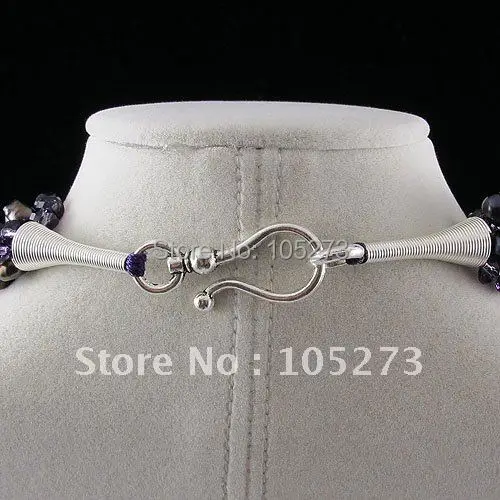 Бесплатная доставка A1092 6 рядов фиолетовый хрустальный черный жемчуг 4-8 мм 60-85 см