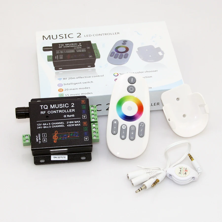 

DC12V 24V RGB LED Controller RF Music Audio control 18A 3 Channel TQ Music 2 for SMD 3528 5050 5630 Led Strip Light