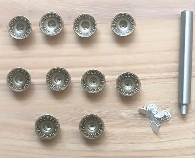 antique brass Набор инструментов с 10 шт джинсовыми полыми пуговицами для джинсов 20 мм вращающийся тип на латунной основе с гвоздями - Цвет: antique brass