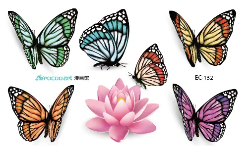 Rocooart EC112 красочный Леопард Кот милый эмоция бабочка временная татуировка наклейка боди-арт Вода Передача поддельные флэш-тату - Цвет: EC132