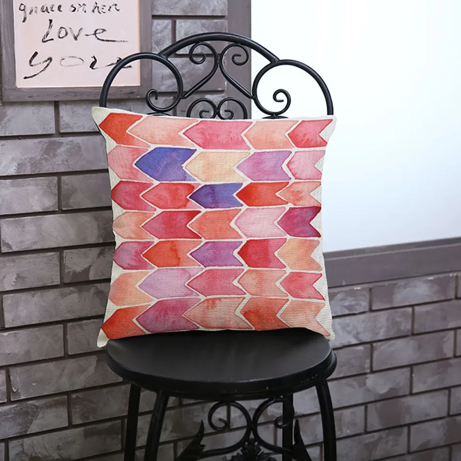 Подушка в нордическом простом стиле домашняя льняная розовая наволочка с