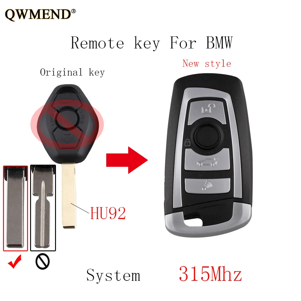 QWMEND новый стиль 315/433 Мгц дистанционный Автомобильный ключ для BMW EWS System 325 330 318 525 530