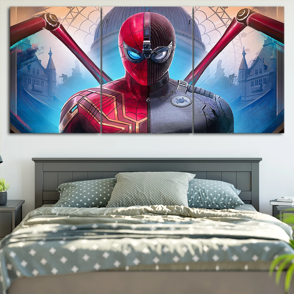 Spider-Man: Far From Home art Canvas Posters Decor Wall Art Framework 3 Pieces Paintings For Living Room HD Prints Pictures | Дом и сад