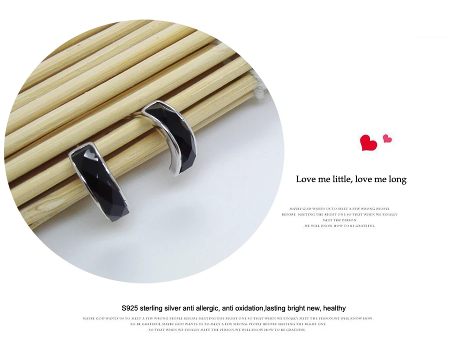 Серьги гвоздики из чистого серебра 925 пробы с черным агатом серебряные серьги|stud