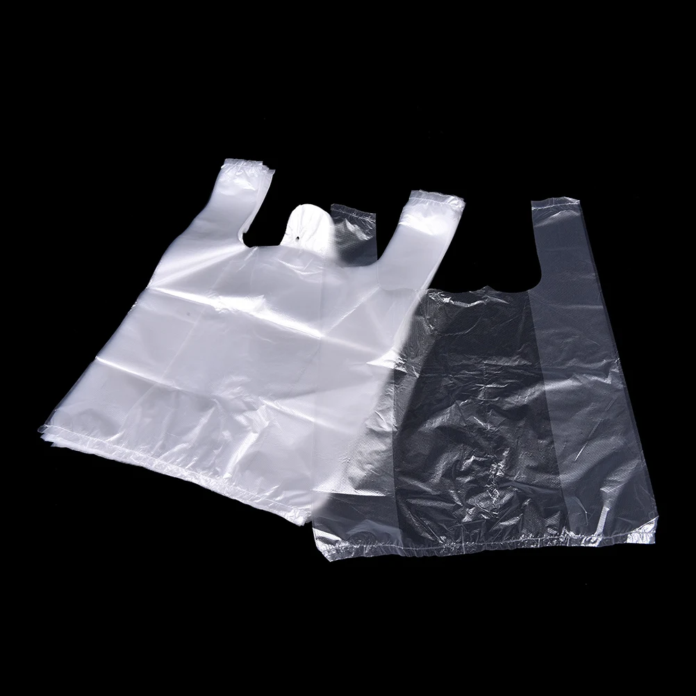 50pcs/lot Supermarket Plastic Bags with Handle Transparent Shopping Bag 26x37cm | Дом и сад