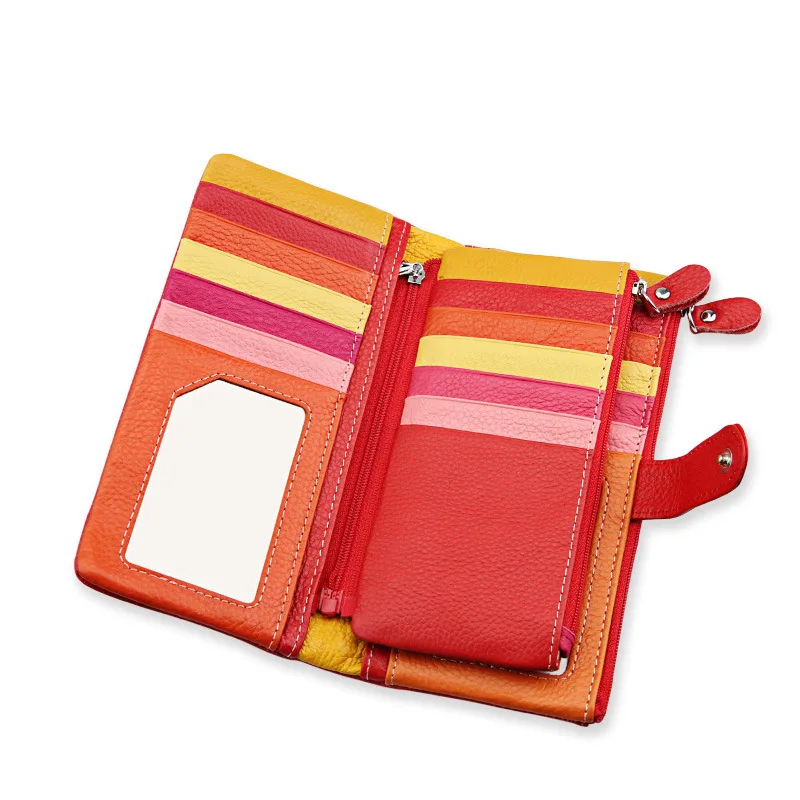 

2018 Genuine Leather Women Wallet Lady Long Wallet Female Coin Purse Clamp For Money Women'S Purse Clutch Handy Portomonee Rfid