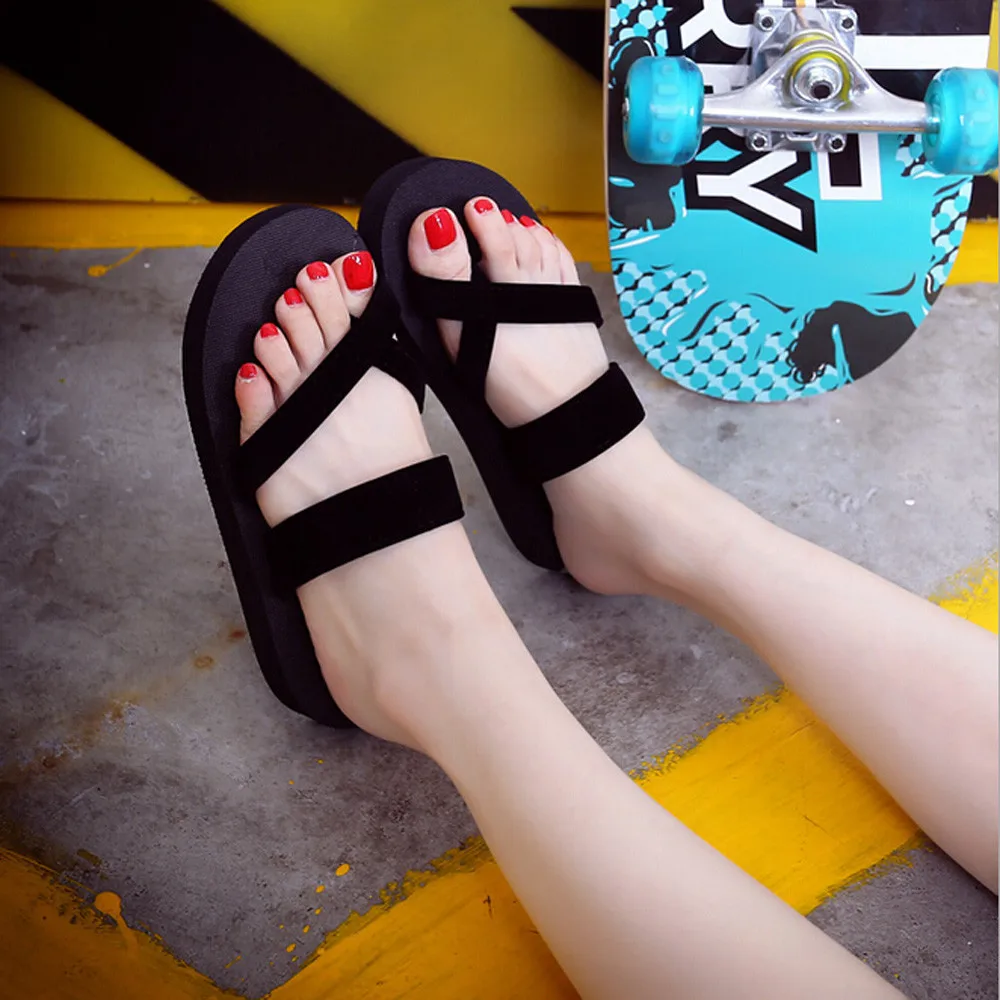 

Flip-flops Women's Casual Beach Slippers Sandals Shoes Flat Sandals Beach Open Toe Shoes 2021 New Zapatos De Mujer #S