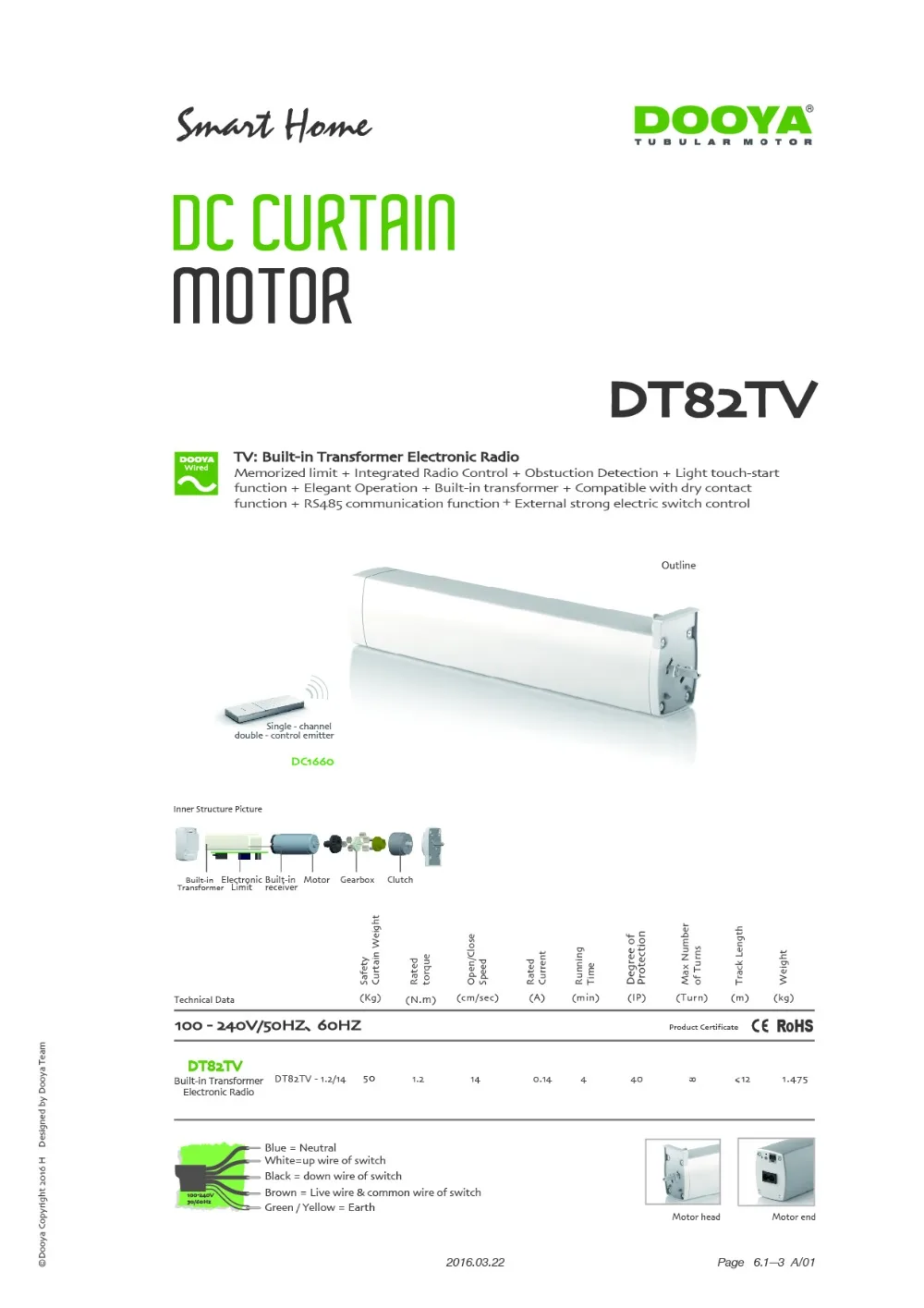 Dooya шторы двигатель DT82TS, DT82TV, DT82TN, 50 кг грузоподъемность, встроенный Трансформатор, управление с помощью эмиттером и переключатель
