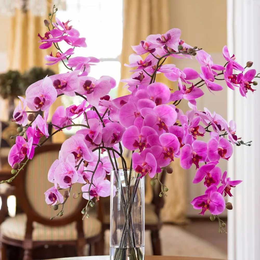 

HUIRAN Butterfly Orchid Artificial Flowers Wedding Party Decor Phalaenopsis Orchids White Wedding Home Decor Bride To Be Favors