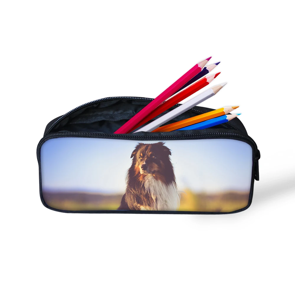 Модные Пеналы чехлы для австралийской овчарки школьные принадлежности