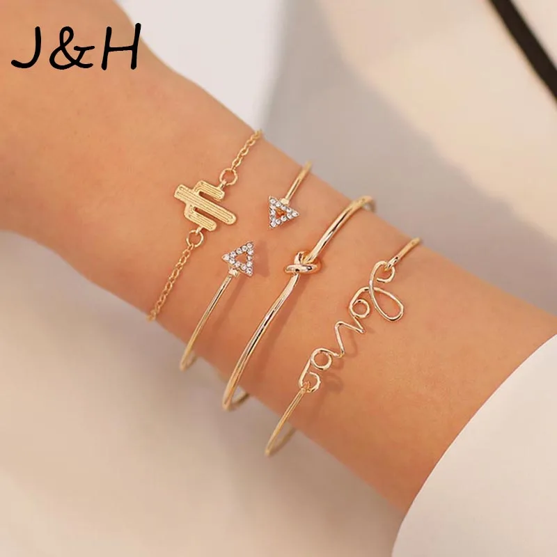 4 шт./компл. кактус любовь браслет классика стрела узел круглый кристалл