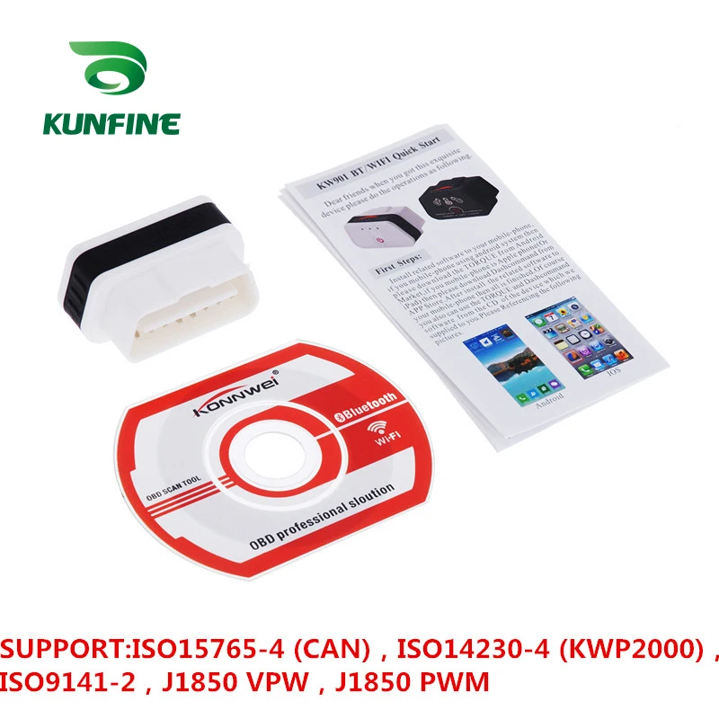 

Super Mini KW901 WIFI ELM327 V1.5 ODB2 OBDII Car Diagnostic Scanner Tool ELM 327 Code Reader Works on iOS Android phone