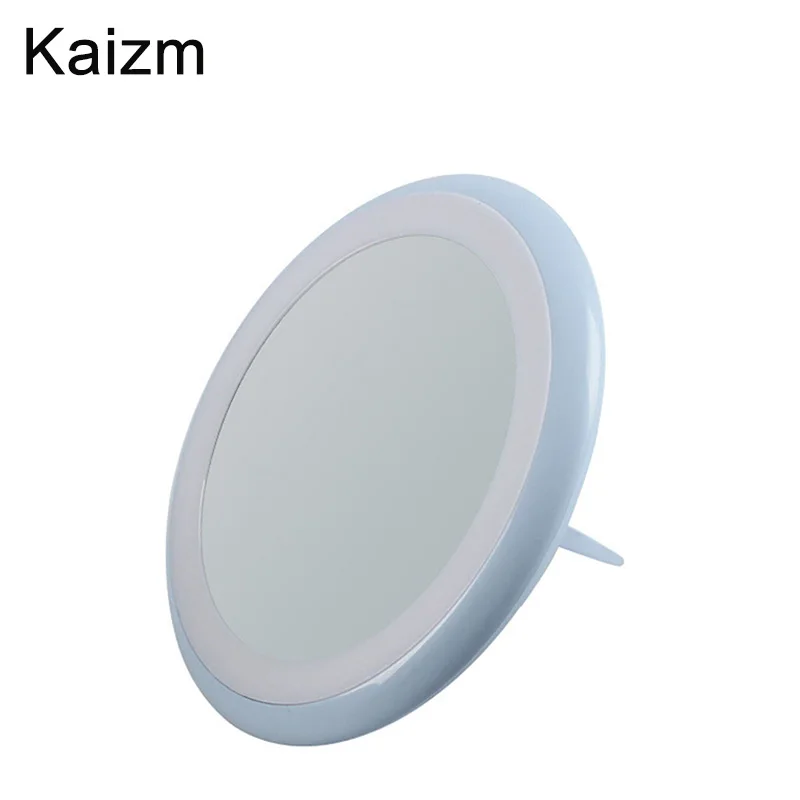Kaizm светодиодный макияж зеркало круглой формы Макияж Espelho de maquiage USB кабель освещенный макияж зеркало настольная подставка ручной Макияж upMirror