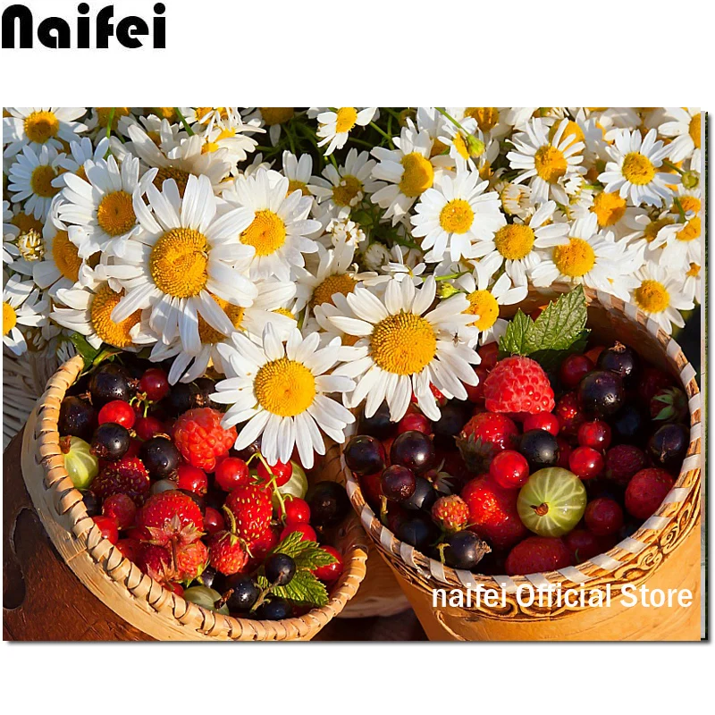 5D DIY Цветы и ягоды Алмазная картина вышивка крестиком натюрморт мозаика Стразы