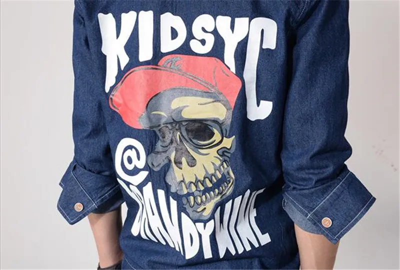 

MORUANCLE New Fashion Mens Denim Bib Overalls Jacket Detachable Skull Printed Jeans Jumpsuits Japnaese Style Jean Overall