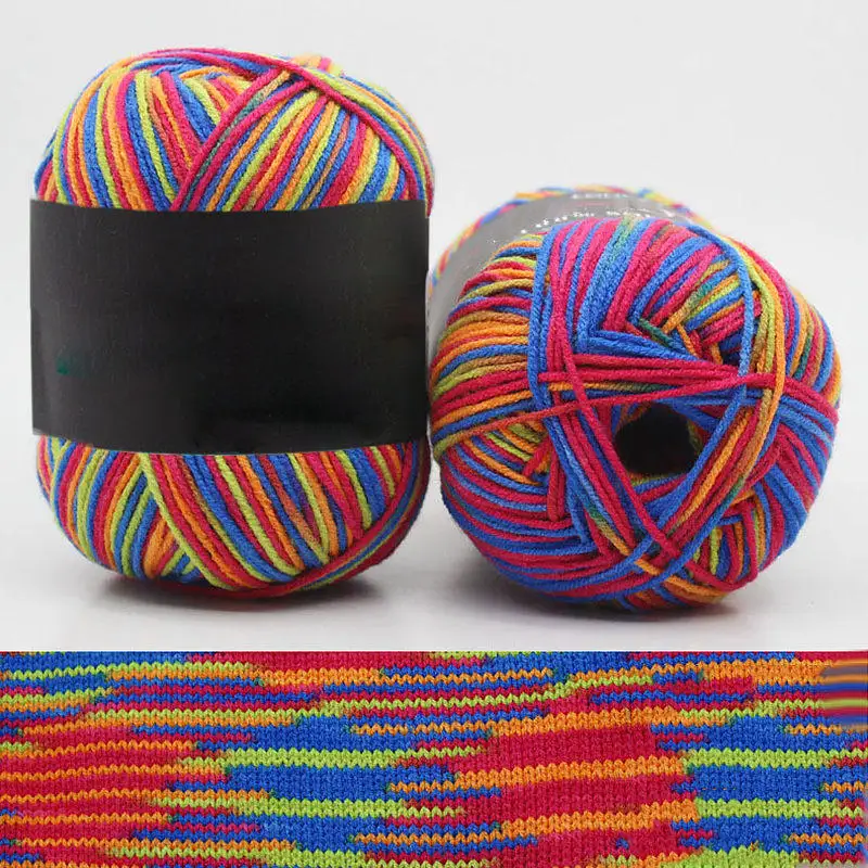 16 Hot Wholesale 50g/ball Colorful Section-dyeing Wool Yarn Baby Milk Cotton Soft Acrylic Yarn for Hand Knitting Crochet - Цвет: 16