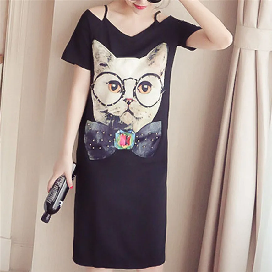 Женское платье SAGACE Повседневное большого размера с коротким рукавом и наклейкой