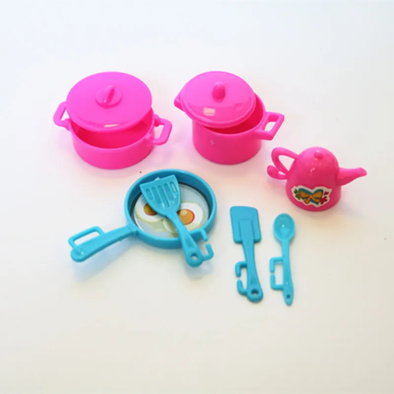 7 шт./лот новые высококачественные вечерние мебель для кукол розовые и синие