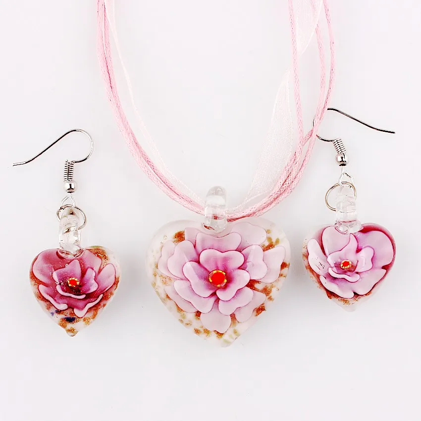 Оптовая продажа 6 шт. муранский светильник стеклянный кулон в форме сердца виде