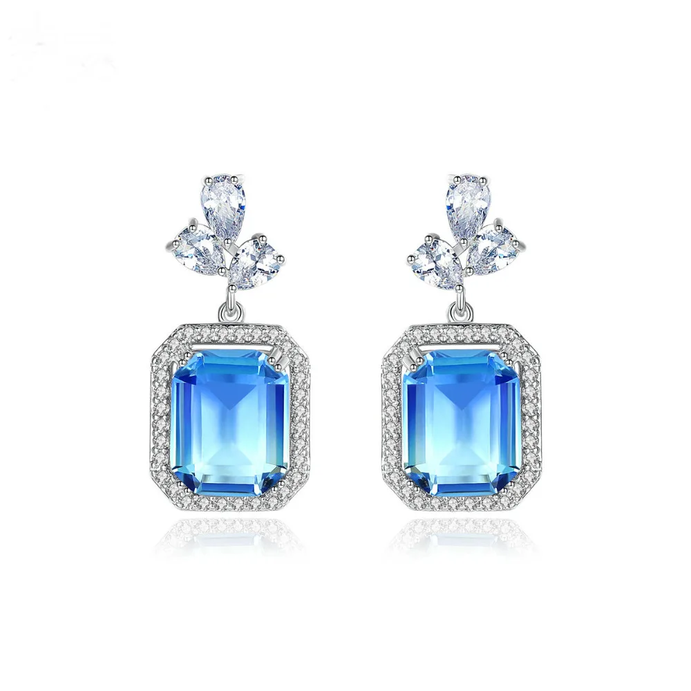 

Bilincolor fashion trendy cubic zirconia square shape fashion gradient stud earring for women
