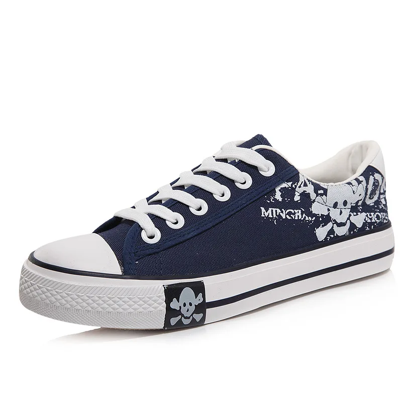 SYTAT England Spring Popular Men's Canvas Shoes Fashion men shoes casual Skull Lace-up Casual Flat | Обувь