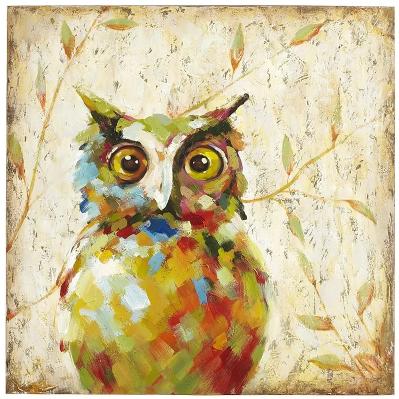 Large Knife Night Owl Pictures Hand-painted Abstract Animal Oil Paintings on Canvas Modern Funny Nighthawk Painting Wall Arts | Дом и сад