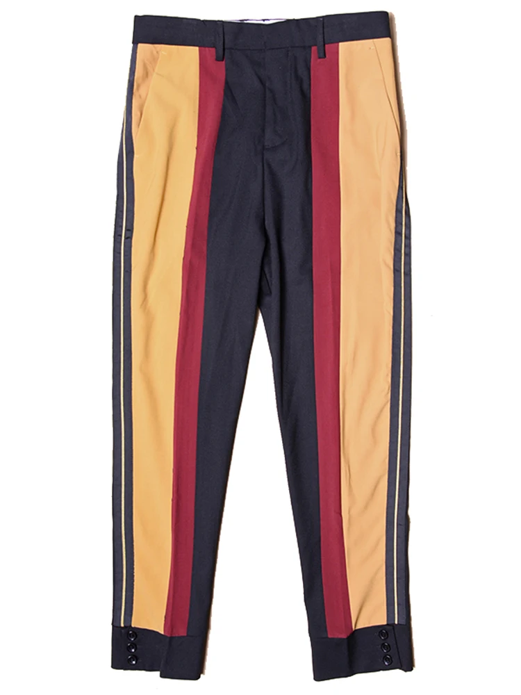 2018 new men's harem pants personality trend casual slim trousers stripe suit plus size stage singer costumes | Мужская одежда