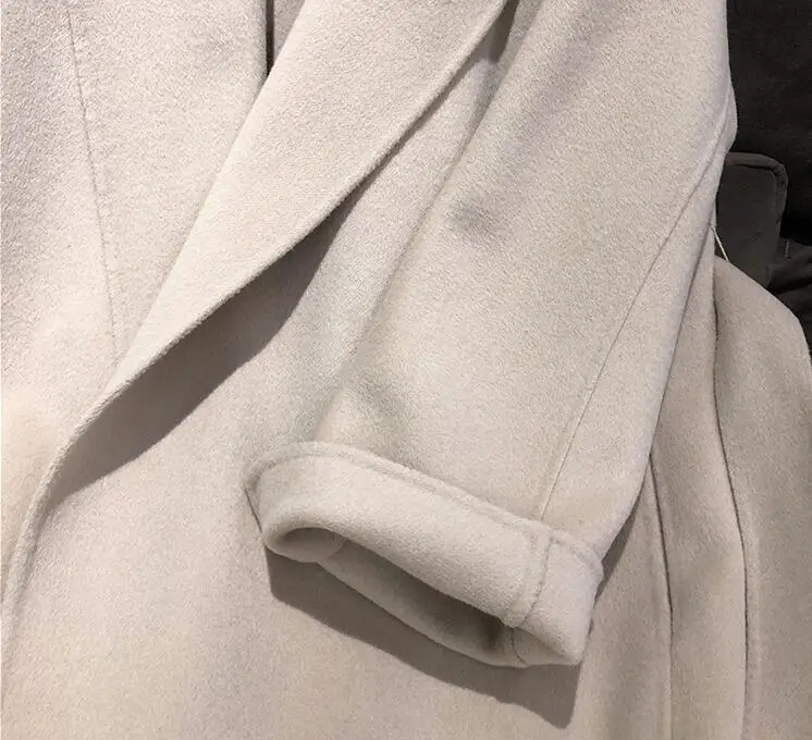 

REROYFU Real Natural Cashmere Wool Fur Jackets Genuine Fox Fur Collar Coats Women Garment Outerwear For Women Overcoat Big Size