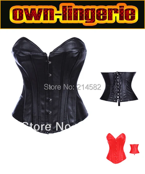 Free Shipping Sexy Women over bust Leather Corset, eye hooks leather corset lingerie w3311b