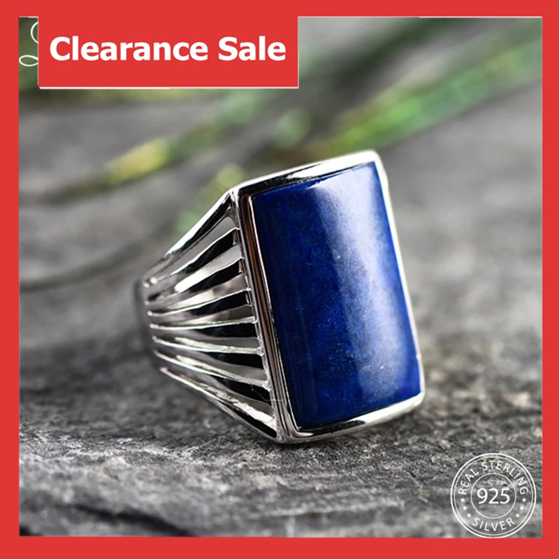 L & zuan распродажа прямоугольный натуральный голубой ляпис кольцо из камня для