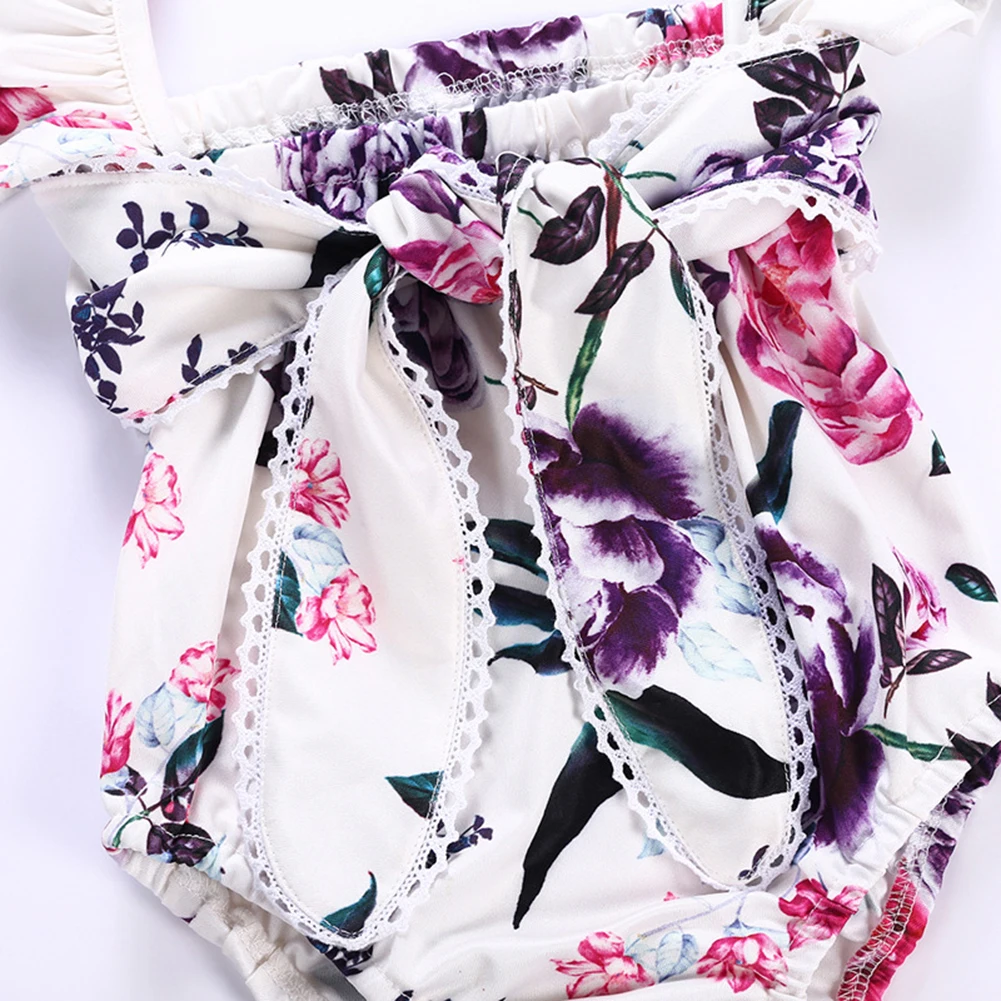 Одежда для маленьких девочек детские комбинезоны с фиолетовыми цветами боди