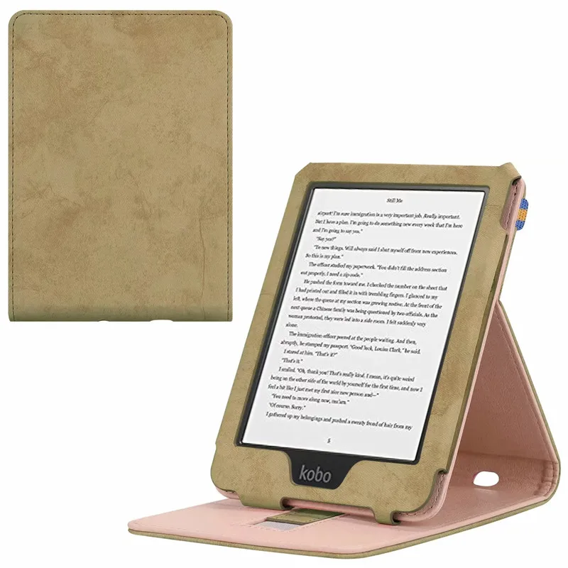 Умный кожаный чехол для Kobo Clara HD 6 дюймов() ультра тонкий противоударный чехол для Kobo Clara Прозрачный HD чехол для автоматического сна/пробуждения - Цвет: E