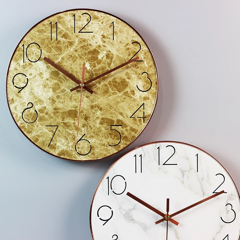 Простые современные настенные часы в скандинавском стиле с имитацией мрамора