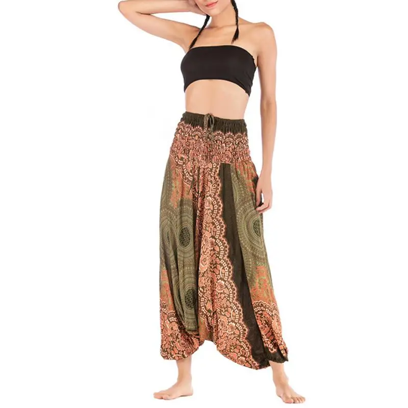 Летние Осенние брюки для женщин, широкие брюки, Boho Aladdin, шаровары, pantalones mujer, свободные богемные штаны с высокой талией