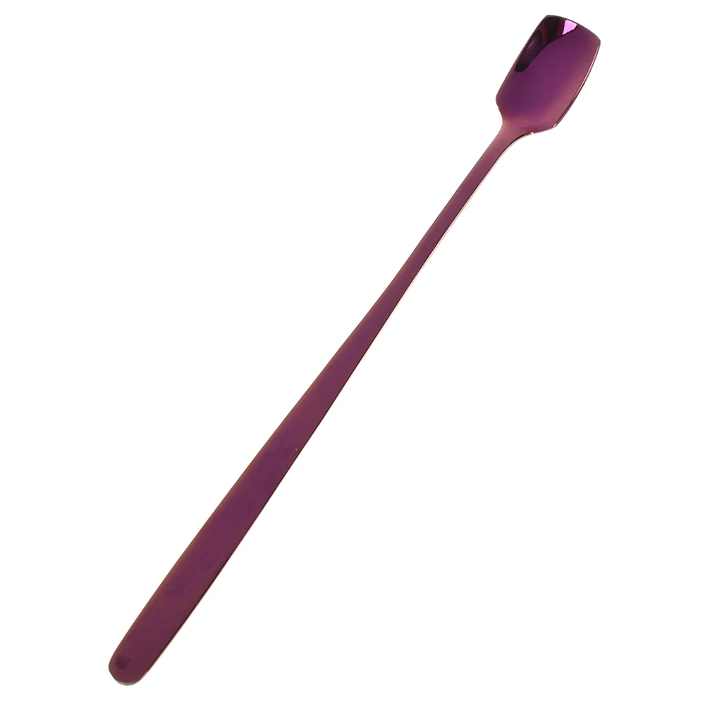 purple Ложка из нержавеющей стали с квадратной головкой, ложка для кофе, инструменты для перемешивания молока, чая, супа, гаджеты, кухонные принадлежности - Цвет: purple