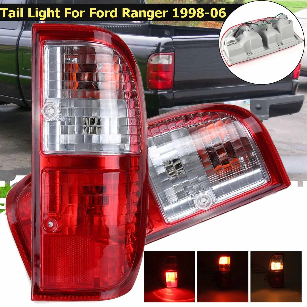 pair Светодиодный задний фонарь светильник для Ford Ranger 1998 1999 2000 2001 2002 2003 2004 2005 2006 хвост светильник задний тормоз задний противотуманный фонарь аксессуары - Цвет: pair