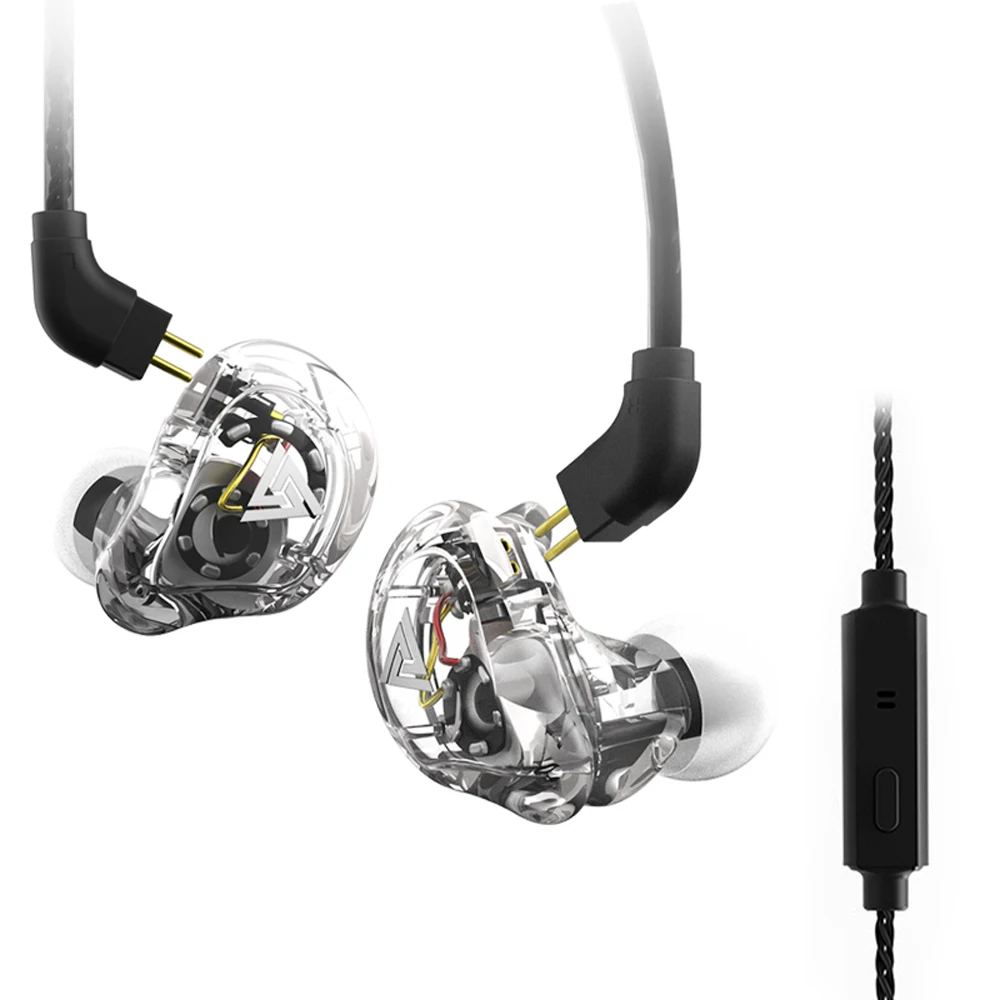 Оригинальные наушники QKZ VK1 4DD в ухо, HIFI DJ Monito, спортивные наушники для бега, наушники, гарнитура, вкладыши, fone de ouvido audifonos - Color: white with mic