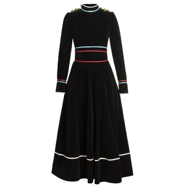 2017 Роскошное дизайнерское зимнее женское платье с длинными рукавами украшение в