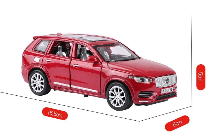 1:32 литые под давлением машинки из сплава XC90, модель игрушки с открывающимися дверцами, подвесной музыкальный светильник, игрушки для детей, подарки
