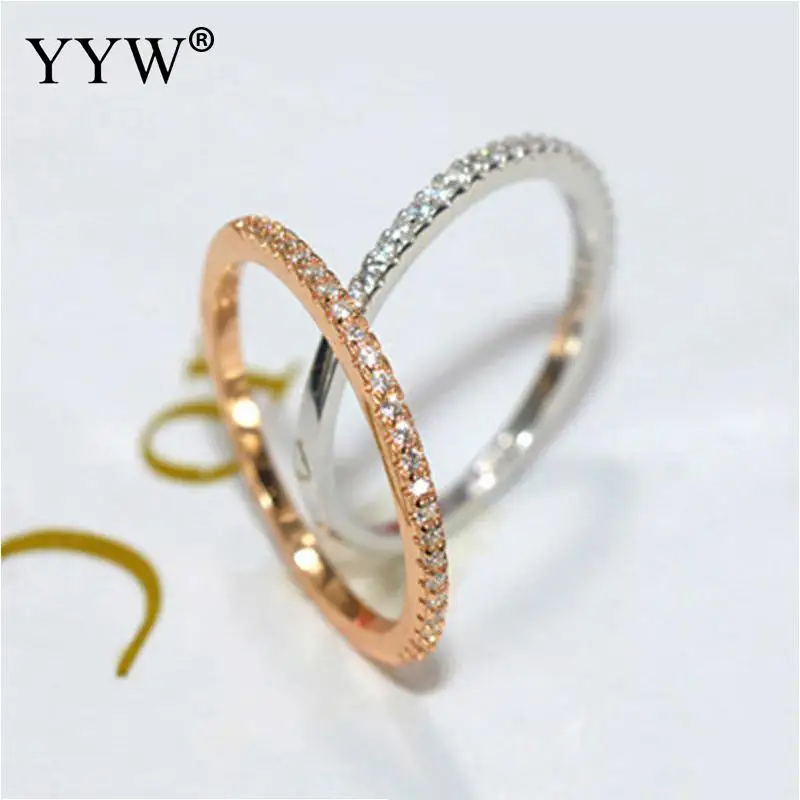 Классический 925 пробы серебро кристалл полоса Для женщин палец кольцо