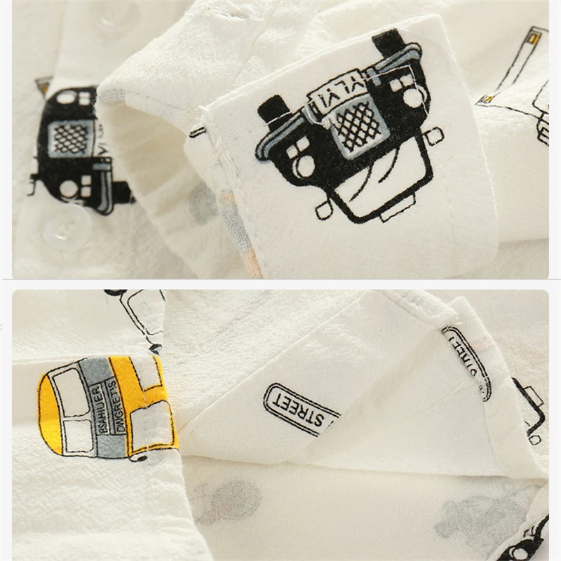 Детская Хлопковая одежда с длинными рукавами и отложным воротником принтом