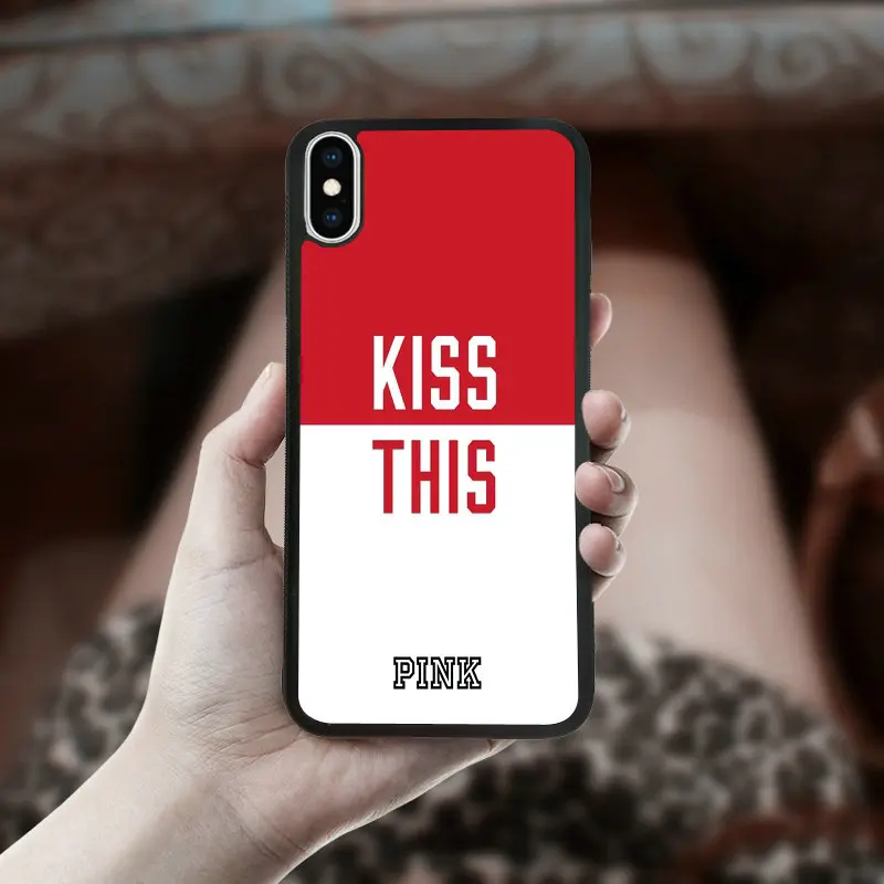 Pink VS Brand Fashion Candy Mobile Phone Cases for iphone X XS Case in Fitted 5.8 inches Patterned Back Cover Soft Shell |