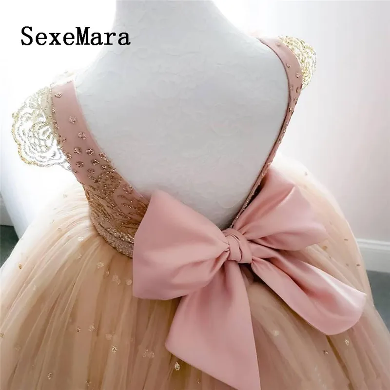 Sparkly Luxurious Flower Girl Dresses 2019 Pearls Beaded Lace Little Pageant Party Gowns Birthday Dress Custom Made | Детская одежда и