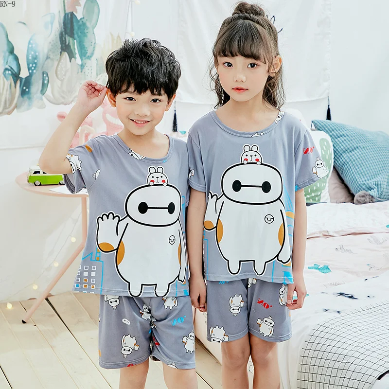 Детский пижамный комплект 2019 г. одежда для сна девочек летняя с короткими