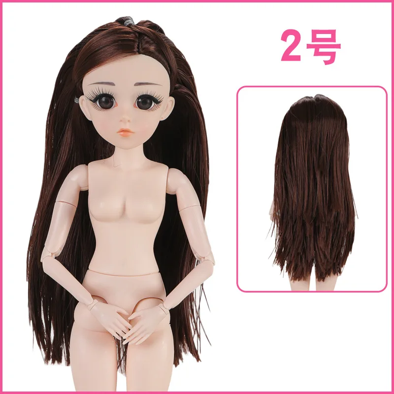 45cm 26 Movable Joints Bjd Dolls Toys 3D Eyes Eyelashes Naked Nude 1/4 Female Doll Body with Head Dolls Toy For Girls Gift